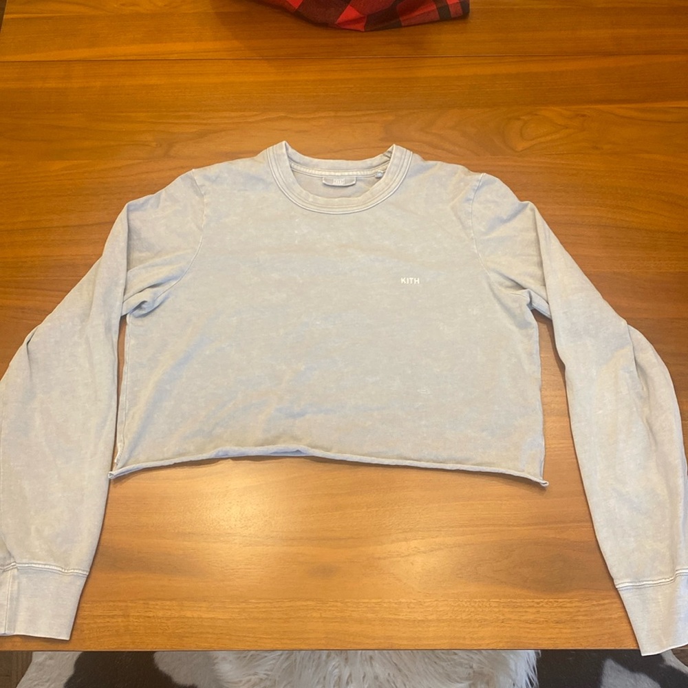 Kith long sleeved crop top - light blue grey - size small